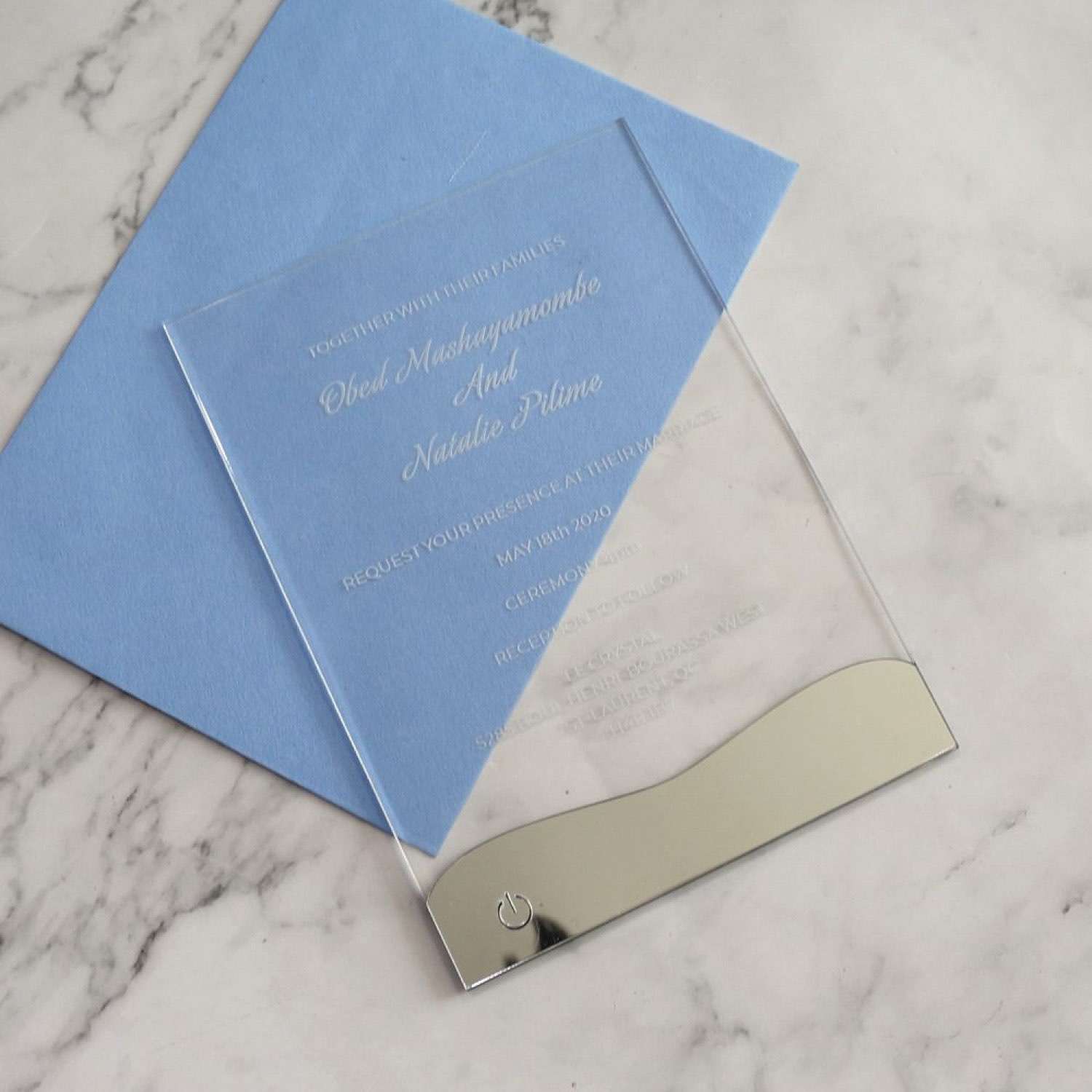 LED Acrylic Invitation Card Engraved Text Personalized Custom